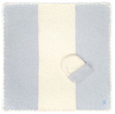 Kashwere Rugby Stripe Blue & Cream Baby Blanket with Cap