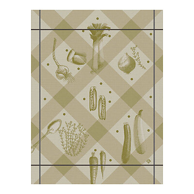 Le Jacquard Francais Legumes au Jardin Beige Cotton Tea Towel