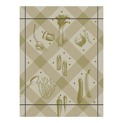 Le Jacquard Francais Legumes au Jardin Beige Cotton Tea Towel