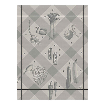 Le Jacquard Francais Legumes au Jardin Grey Cotton Tea Towel