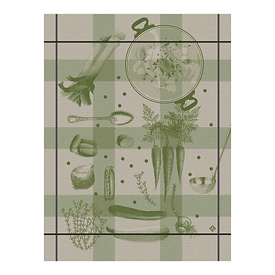 Le Jacquard Francais Legumes au Potager Green Cotton Tea Towel