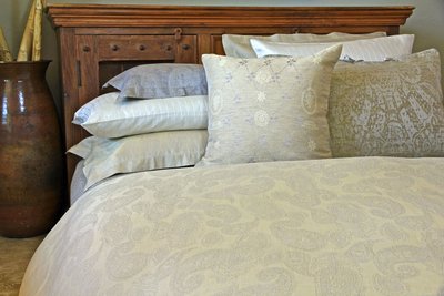 Leitner Sahrah Paisley Pattern Linen Bedding & Table Linens - 13 Colors