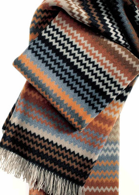 Missoni Humbert Color T60 Brown & Grey Wool Throw Blankets & Pillows