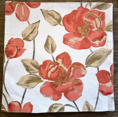 Nicole Miller Floral Square Cotton Placemats - Coral & Gold