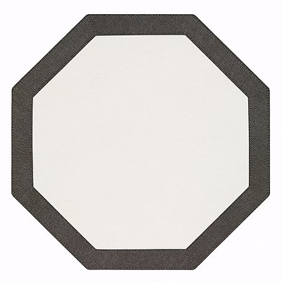 Bodrum Bordino Charcoal Grey Antique White Octagon Easy Care Place Mats - Set of 4
