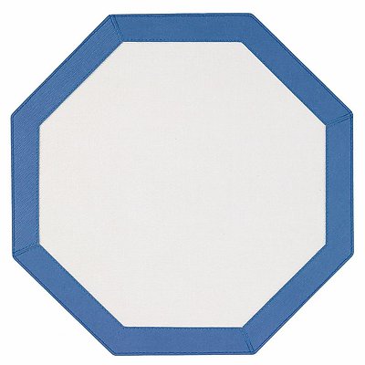 Bodrum Bordino Periwinkle Blue Antique White Octagon Easy Care Place Mats - Set of 4