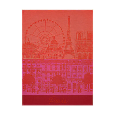 Le Jacquard Francais Paris Panorama Red Kiss Cotton Tea Towel