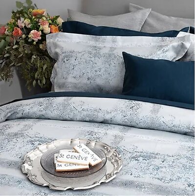 Elegant Cotton Jacquard Bedding - St. Geneve Valmont Peacock Blue