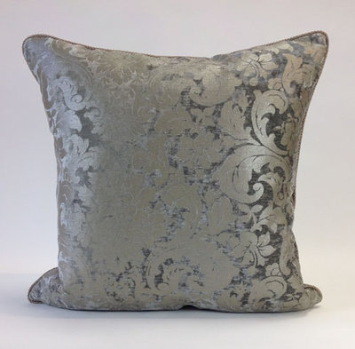 Pewter Silver Maldon Velvet Floral Pillow by Daniel Stuart Studios