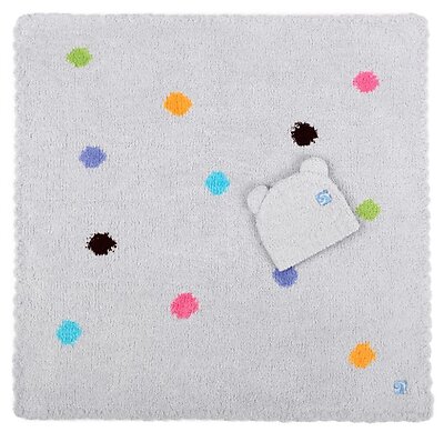 Kashwere Polka Dot Ice Blue Baby Blanket with Cap