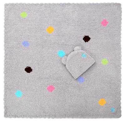 Kashwere Polka Dot Stone Grey Baby Blanket with Cap