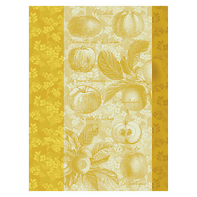 Le Jacquard Francais Pommes a Croquer Yellow Cotton Tea Towel