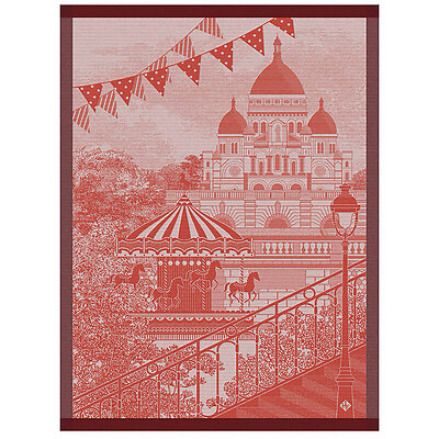 Le Jacquard Francais Promenade Parisienne Red Cotton Tea Towel