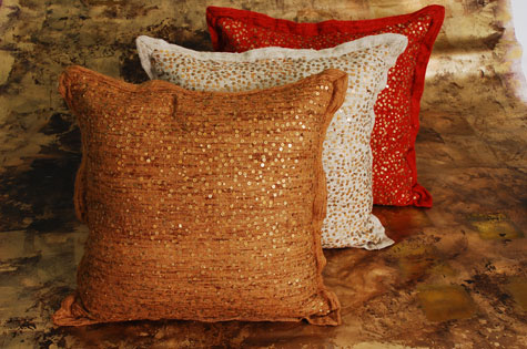 copper colored pillows