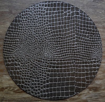 Dark Charcoal Grey Round Alligator Pattern Wipeable Placemats