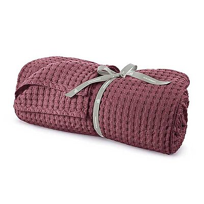 Schlossberg Stay Burgundy Cotton Waffle Blanket 