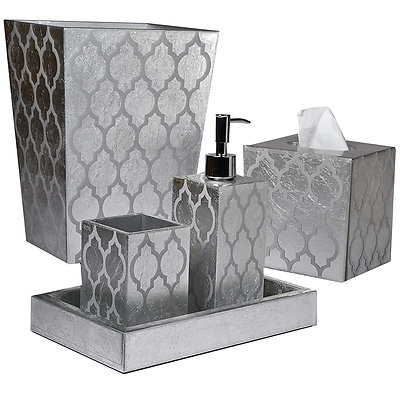 Mike & Ally Arabesque Silver Leaf Bath Accessories 