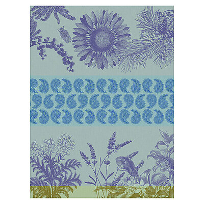 Le Jacquard Francais Soleil au Jardin Blue Cotton Tea Towel