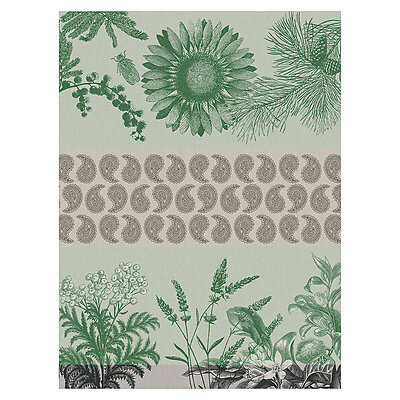 Le Jacquard Francais Soleil au Jardin Green Cotton Tea Towel