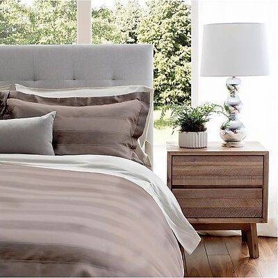 St Geneve Cabana Walnut Striped  Cotton Bedding