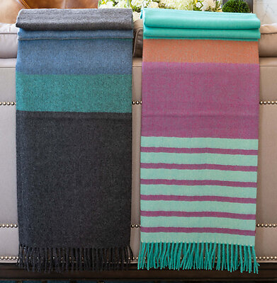 St Geneve Cici Baby Alpaca Striped Throw Blanket