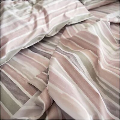 100% Linen Bedding Set With Embroidery Edge, Pin Stripe Duvet Cover Set  Pillowcases 