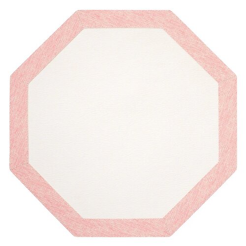 Bodrum Bordino Rose Pink and White Octagon Easy Care Place Mats - Set of 4