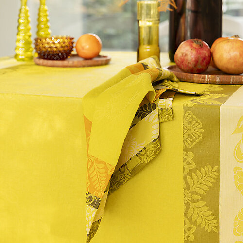 Le Jacquard Francais Mumbai Yellow Cotton Table Linens