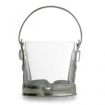 Crystal & Pewter Ice Bucket. Arte Italica Taverna Ice Bucket w/ Handle