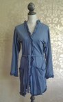 Bella Notte French Terry Navy Blue Ruffled Cotton Robe