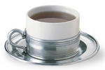 Cappucino or Tea Cup with Saucer by Match Pewter